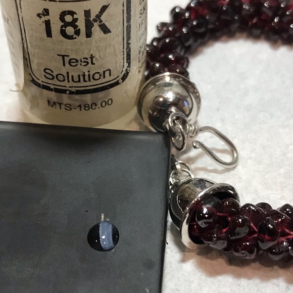 Garnet Beaded Bracelet & 925 Closure - Picture 7 of 8